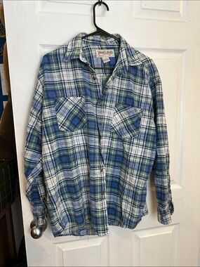 Vintage trails end Blue & Green Plaid Flannel Shirt